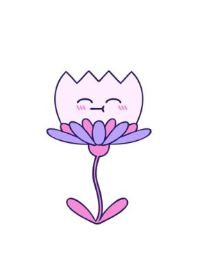 Tatlı bir nilüfer çiçeğinin çizgi filminin animasyonunu sergiliyorum.