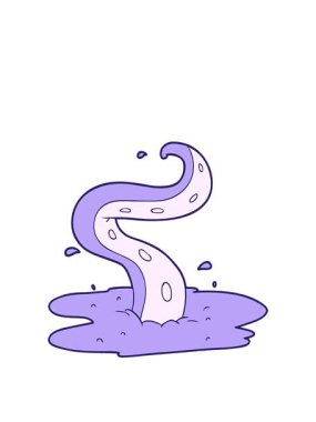 stretching up animation of cartoon tentacle