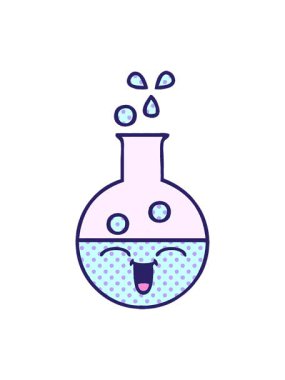 Bir test tüpünün çizgi filminin ışık efekti animasyonu