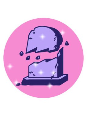 Kırık bir mezar taşının sembolik dövme görüntüsünün simgesel etkisi.