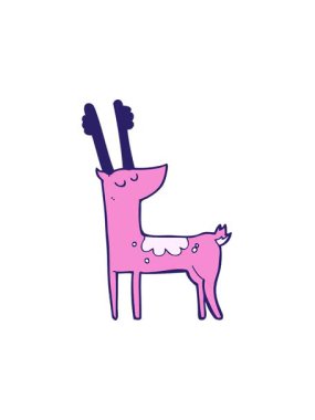 Bir geyiğin karikatür çiziminin hareketli animasyonu