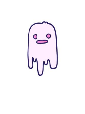 Çizgi roman stili hayaletin yükseliş ve yüzme animasyonu.