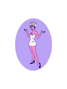 Dikkat çekici bir dövme animasyonu. Havlu giymiş bir kızın geleneksel stili.