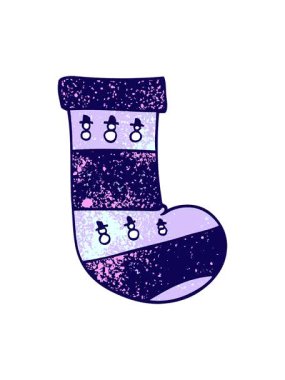 Karikatür karalamalarının neon ışık efektleri Noel çorapları