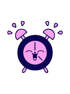 Çalar saatin sevimli çizgi filminin neon ışık efekti animasyonu