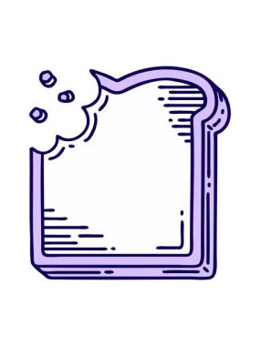 Isırılmış bir ekmek diliminin ikonik dövme tarzının neon ışık efekti animasyonu