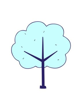 El çiziminin ışık efekti çizgi film ağacı animasyonu