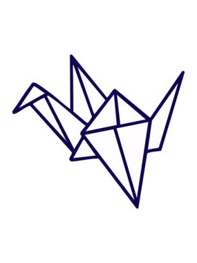 Japon katlanmış kağıt origami kuşunun neon ışık efekti animasyonu