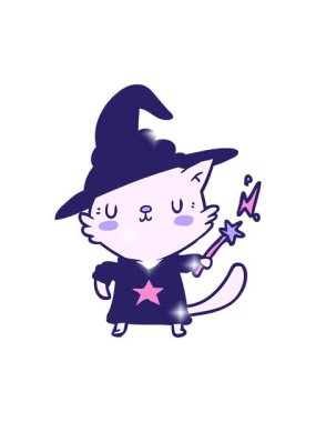 Sihirli bir çizgi film kahramanı kedi sihirbazının ışıltı efekti