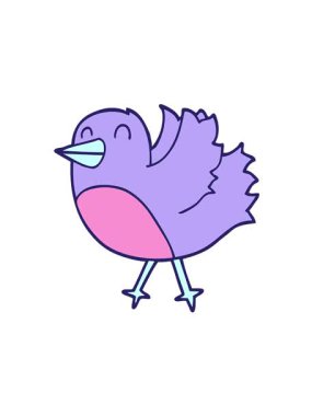 Eğlenceli parlak kuşun titreşimli hareketi çizgi film animasyonu