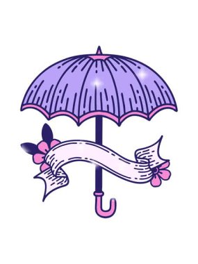 Şemsiye pankartıyla geleneksel bir dövmenin ışıltı etkisi