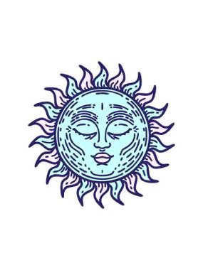 Geleneksel ortaçağ güneşinde dövmenin hareketli animasyonu