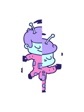 Dost canlısı çizgi film uzay adamının hareketli animasyonu