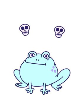 dönen kafatası animasyonu el çizimi tuhaf kurbağa çizgi filmi