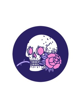 Bir kafatası ve gülün ikonik gotik dövme imajının bölünme etkisi