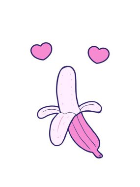 Karikatür soyulmuş muzun dönen kalp animasyonu