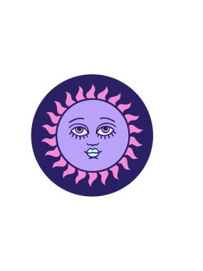 Yüzü güneşli ikonik dövme görüntüsünün yatay titreşimli animasyonu