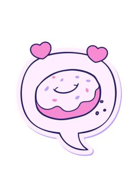 Konuşma baloncuğu yapıştırmalı karikatür çöreğinin dönen kalp animasyonu