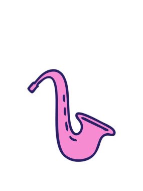 Bir müzik saksafonunun çizgi filminin animasyonunu genişletiyorum.