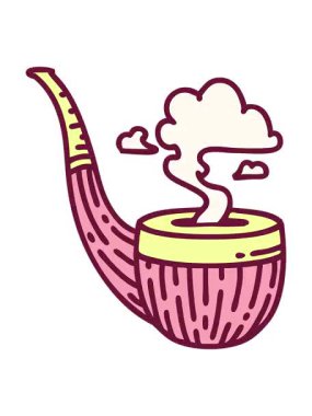 sigara içen pipo parlak renkli ikonik dövme görüntüsünün canlandırmasını piksel hale getir