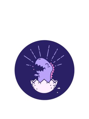 Kalkıp yüzen bir dövme stili olan dinozor kuluçkadan çıkan bir ikonun canlandırması