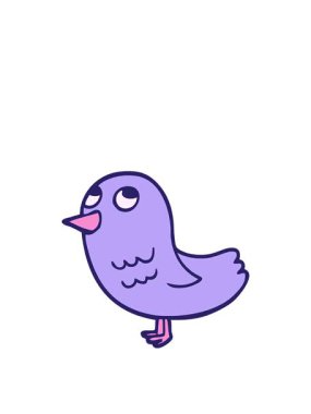 Uyanın ve karikatür karalama kuşunun animasyonu yukarı bakıyor.