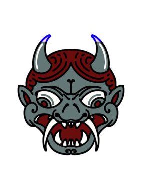 Japon Kabuki Tiyatrosu Oni Maskesi 'nin animasyonunu canlandırın.