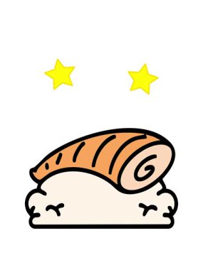 dönen yıldızlar Japon nigiri suşisinin pirinç üzerindeki animasyonu