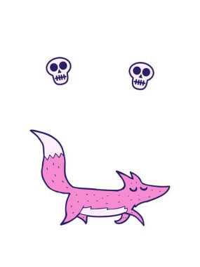 Bir kurt çizgi filminin kafatası animasyonu.