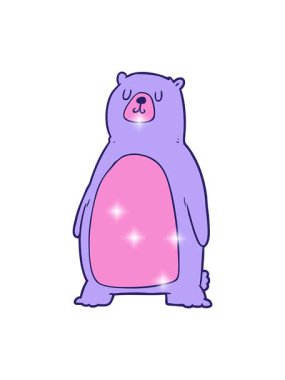 Kawaii çizgi film ayı illüstrasyonunun parıltı etkisi