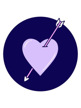 Bir ok ve kalbin ikonik görüntüsünün neon ışık efekti canlandırması