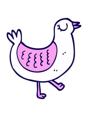 neon ışık efekti el çizimi karalama tarzı çizgi film kuşunun animasyonu