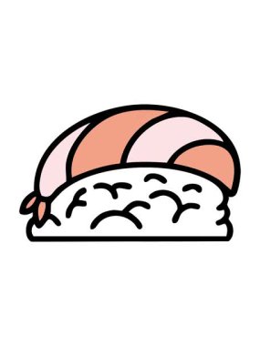 Japon nigiri suşisinin pirinç illüstrasyonu üzerindeki neon ışığı animasyonu