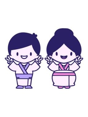 Japon bir çiftin evlenmesini kutlayan animasyon efekti