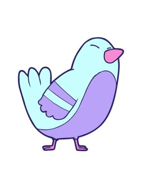 Çizgi film neon rengi kuşun titreşimli hareket animasyonu