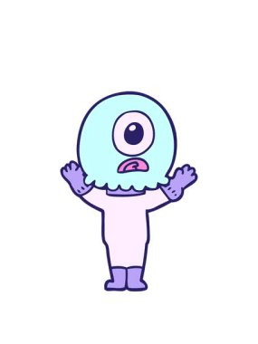 Çizgi film Tepegöz uzaylı uzay adamının animasyonunu genişletiyorum.