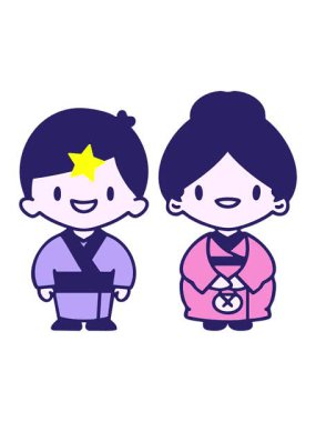 Parlayan yıldızlar mutlu bir Japon çiftin evlenmesinin animasyonunu etkiler.