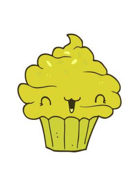 Tatlı karikatür şekerli kekin renkli animasyonu değişiyor