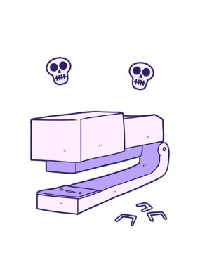 Cartoon ofis zımbasının kafatası animasyonu