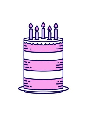 Bir doğum günü pastası illüstrasyonunun neon ışık efekti animasyonu