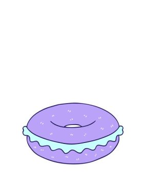 Elle çizilmiş tuhaf çizgi film simit animasyonunu büyütüyorum.