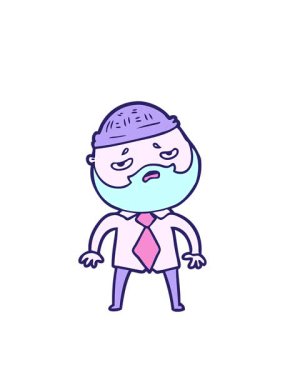 Çizgi film karakteri sakallı endişeli adamın yanıp sönen radyal çizgileri