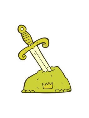 Taştaki çizgi film kılıcının renk animasyonu değişiyor