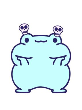 Bir kurbağa karikatürünün kafatası animasyonu