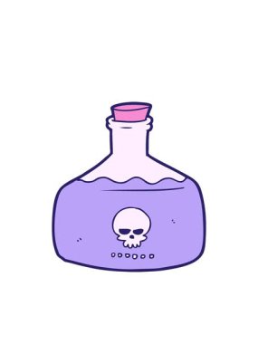 Yanıp sönen radyal çizgiler suikastçı zehri şişesinin çizgi film canlandırması