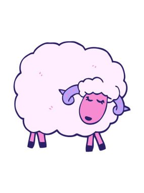 Çizgi film animasyonunu salla ve durdur boynuzlu karalama koyunu