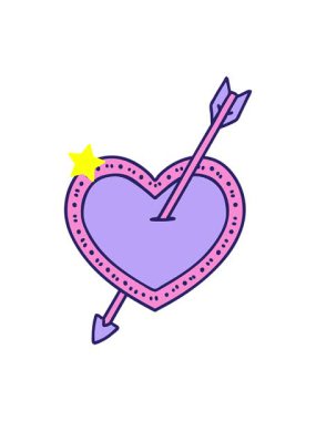 Parıldayan yıldızlar, dövme stili bir ok ve kalbin animasyonunu etkiler.