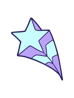 Çizgi film kayan yıldızının animasyonunu salla ve durdur