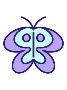 Basit ve sevimli kelebek çiziminin hareketli animasyonu