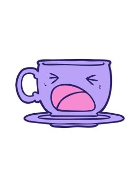 Çay fincanı diye bağıran çizgi filmin hareketli animasyonu.